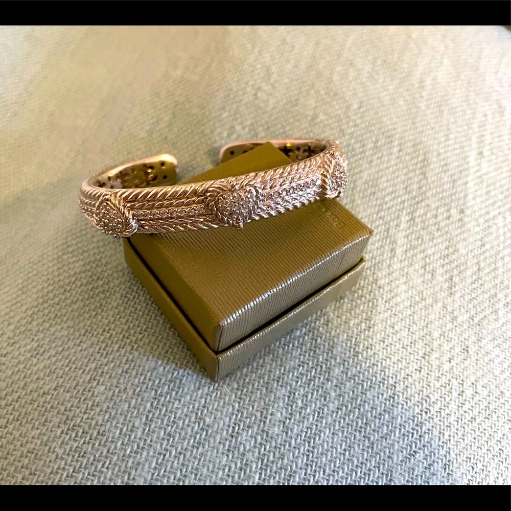 Judith Ripka heart diamonique large cuff bracelet